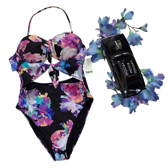 Bar III NWT Cut Out Floral Swimwear Women L - Picture 1 of 11